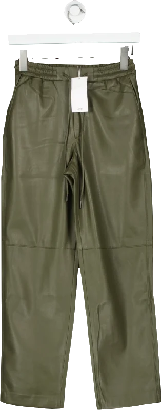 MANGO Green FAUX leather  Trousers BNWT UK XXS Trousers Sale Discount