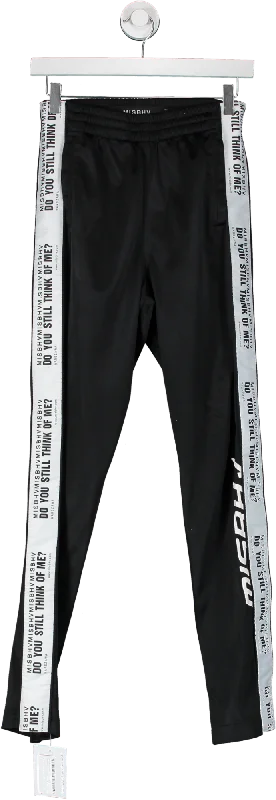 MISBHV Black Jogger Trousers - Side Wording On Leg UK S Trousers Palazzo Wide Leg