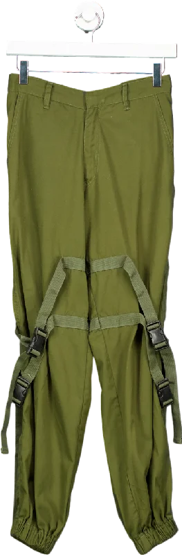 Motel Olive Green Strapped Cargo Trousers UK XS Trousers Favorite Customer