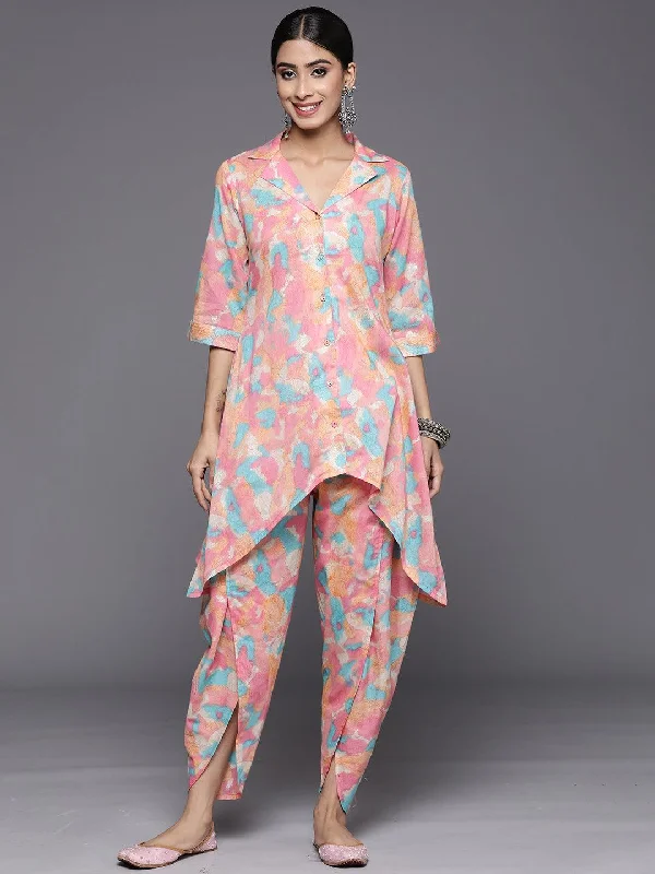 Multicoloured Printed Cotton Tunic Shirt With Trousers Trousers Cargo pockets