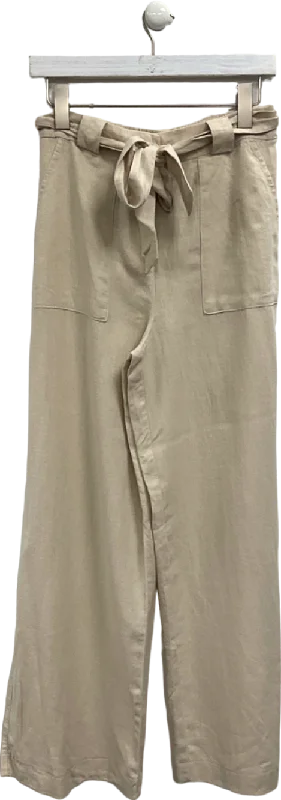 New Look Beige Wide Leg Trousers UK 8 Trousers High Rise Slim Fit