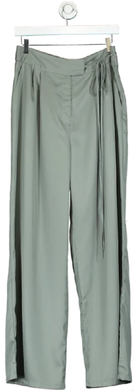 PrettyLittleThing Sage Green High-Waisted Wide Leg Trousers UK 10 Trousers Prom Sequined