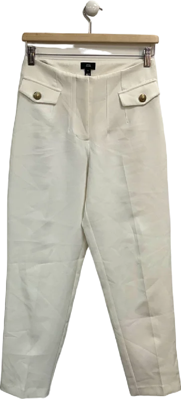 River Island White Trousers UK 8 Trousers Formal Black