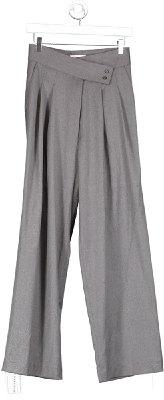 Seliijan Grey High Waisted Straight Leg Trousers UK 8 Trousers fashionable trendy