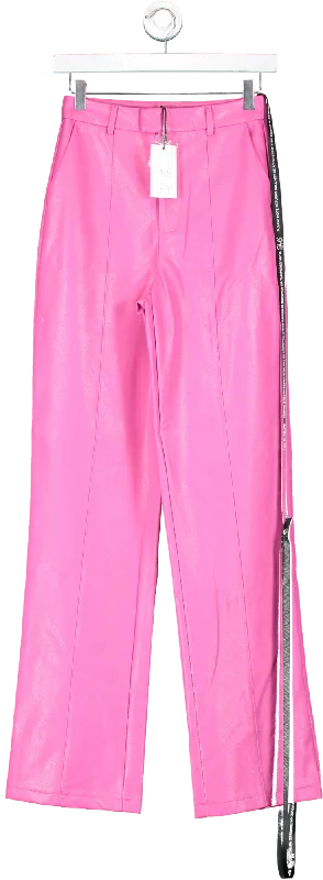 SLA the label Pink Paige Faux Leather Trousers UK XS Trousers Essential Wardrobe