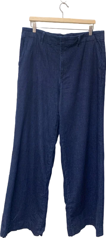 Uni Qlo Blue Denim Trousers UK XXL Trousers Leisure Comfortable