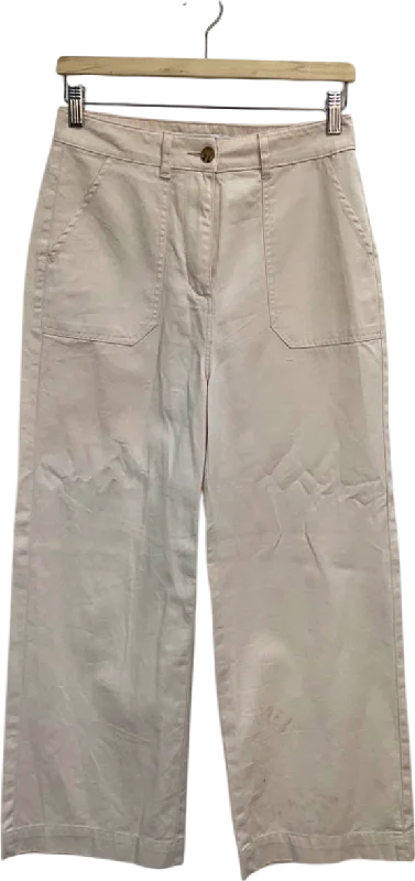 Warehouse Beige Wide Leg Trousers UK 8 Trousers Vintage Classic