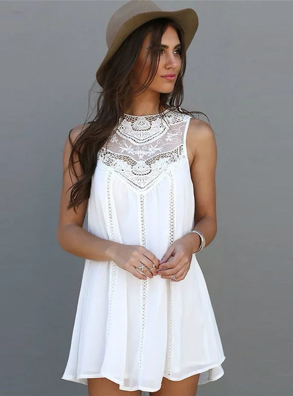 White Lace Mini Party Dresses Sexy Club Casual Tunics Sale discount