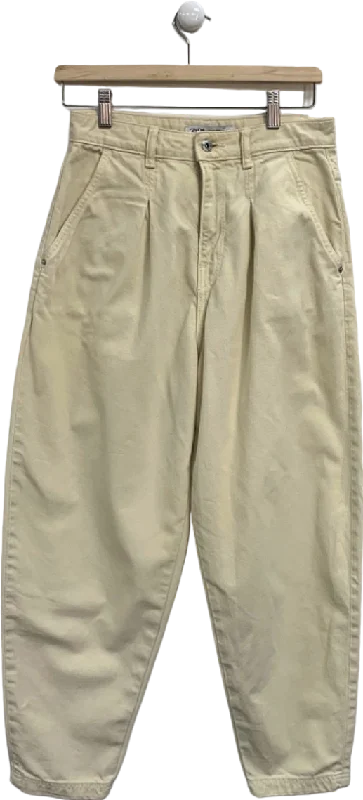 Zara Beige High-Waisted Trousers UK 8 Trousers cozy comfortable