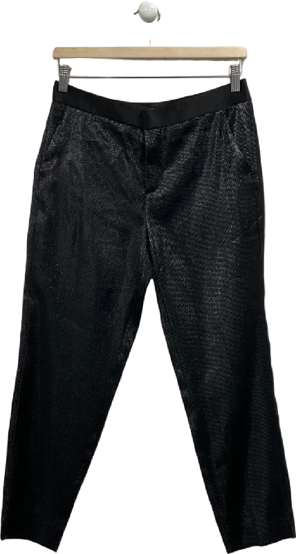 ZARA Black Metallic Thread Trouser UK S Trousers sophisticated sleek