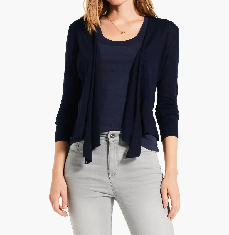 4 Way Cardigan In Dark Indigo Layered Multi-layer Single Layer