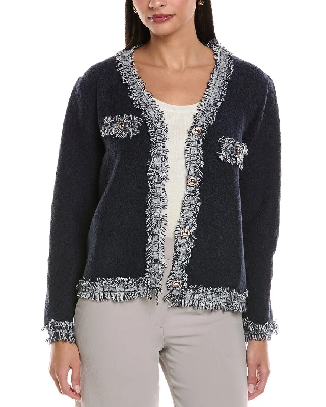 ANNA KAY Pearl Jam Cashmere-Blend Cardigan Satin Blend Silk Blend Wool Blend