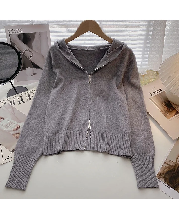 Cardigan knitted coat Long Sleeve hooded top  6547 Lightweight Heavyweight Midweight