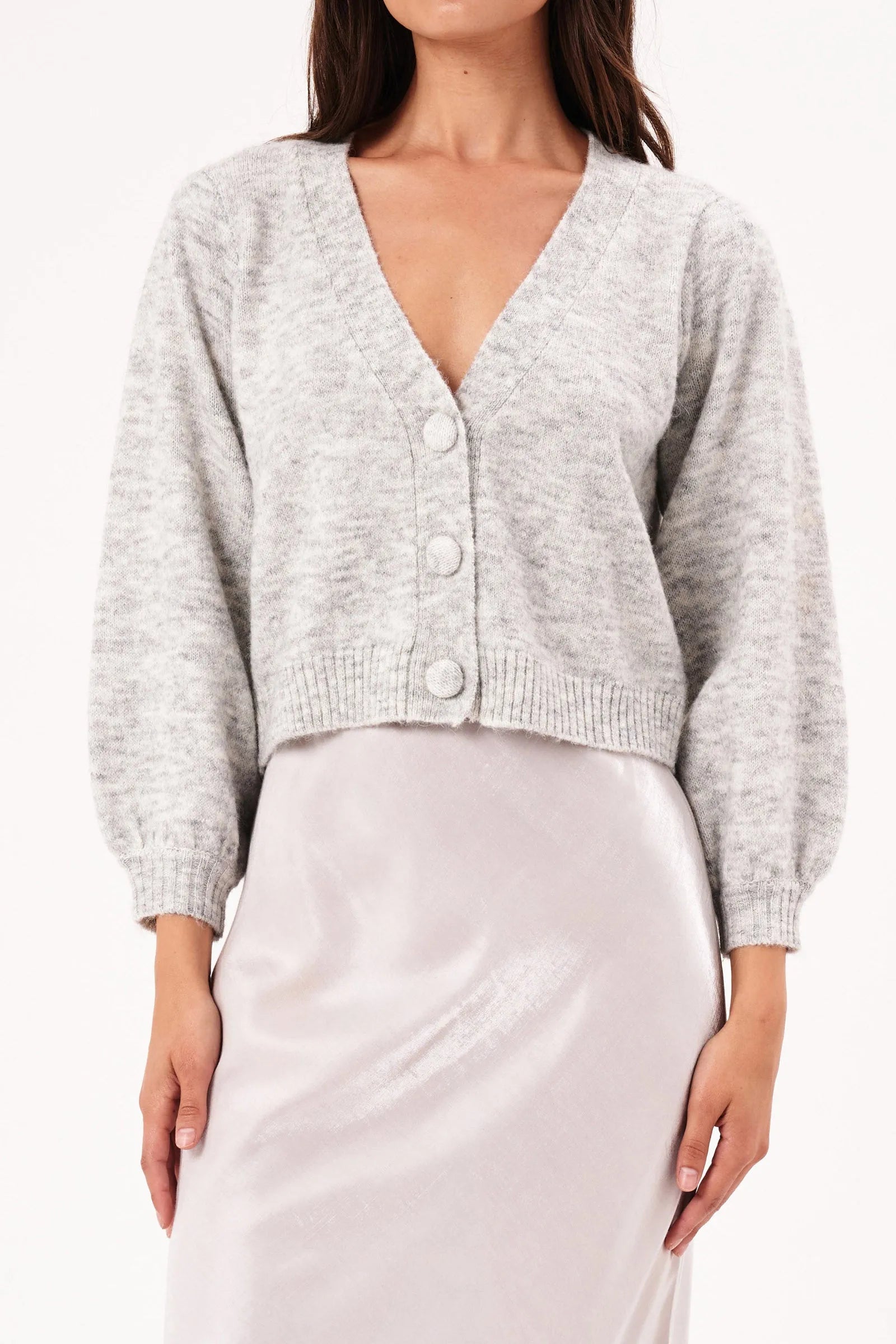 Delphine Cardigan | Silver Neon metallic Matte