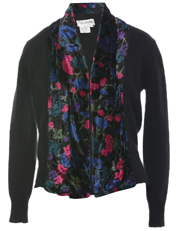 Floral Knit Cardigan - S Tailored Straight A-Line