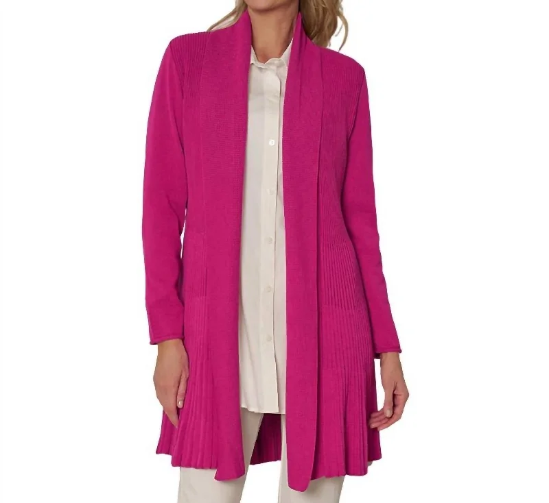 Go To Cardigan In Orchid Zippered Front Buttoned Front Snap Front