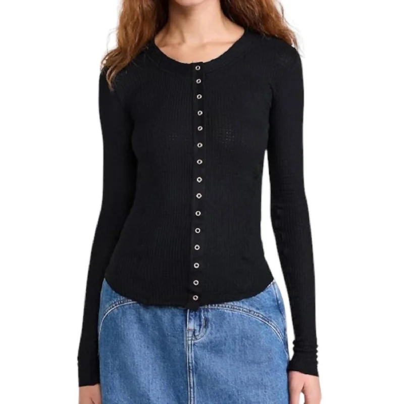 Going Places Cardigan In Black Crew Neck V-Neck Turtle Neck