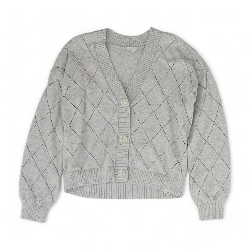 Gray Solid Cardigan Sweater Herringbone Houndstooth Plaid