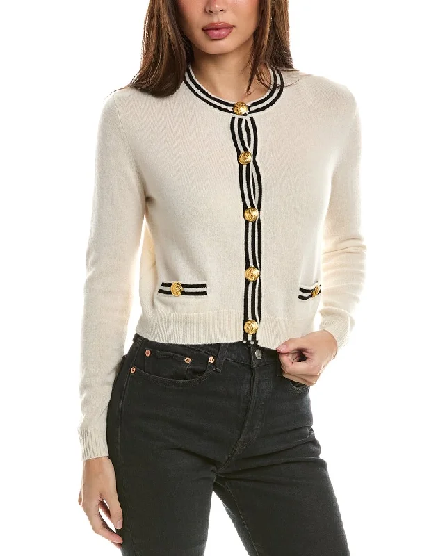 Hannah Rose Double Tipped Cropped Cashmere Cardigan Lace Blend Ribbed Blend Corduroy Blend