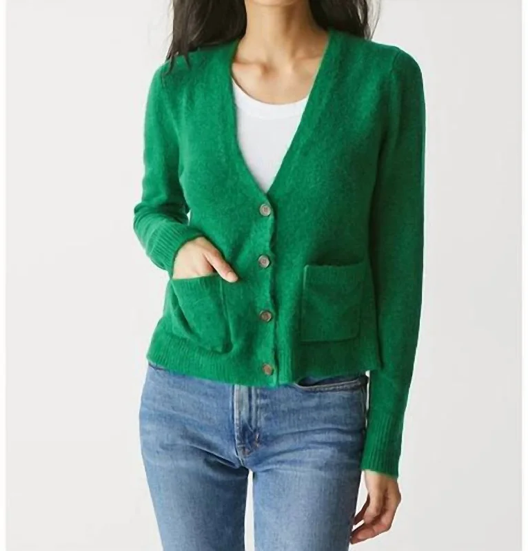 Iggy Cardigan With Patch Pockets In Beetle Boat Neck Shawl Collar Notched Collar