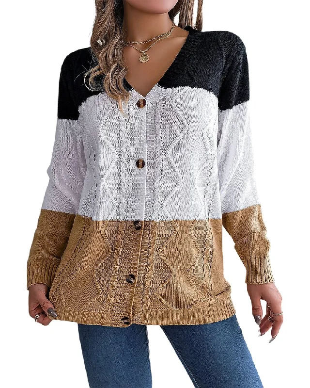 Lily Kim Cardigan Cable Knit Ribbed Knit Lace Knit