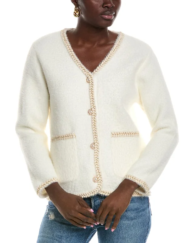 Madison Miles Cardigan Solid Print Embellished