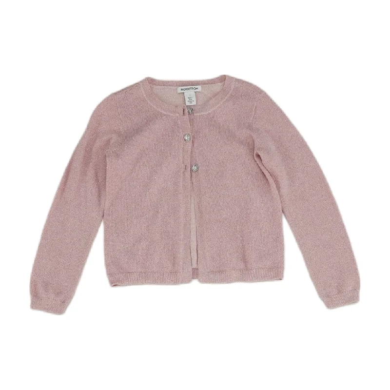 Pink Solid Cardigan Sweater Toggled Drawstring Belted