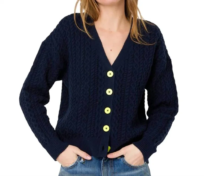 Suzanne Just Add Love Cardigan In Indigo Glossy Satin Silk