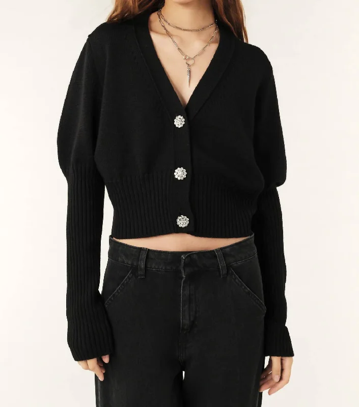 Tanda Cardigan In Black Oversized Loose Flowy