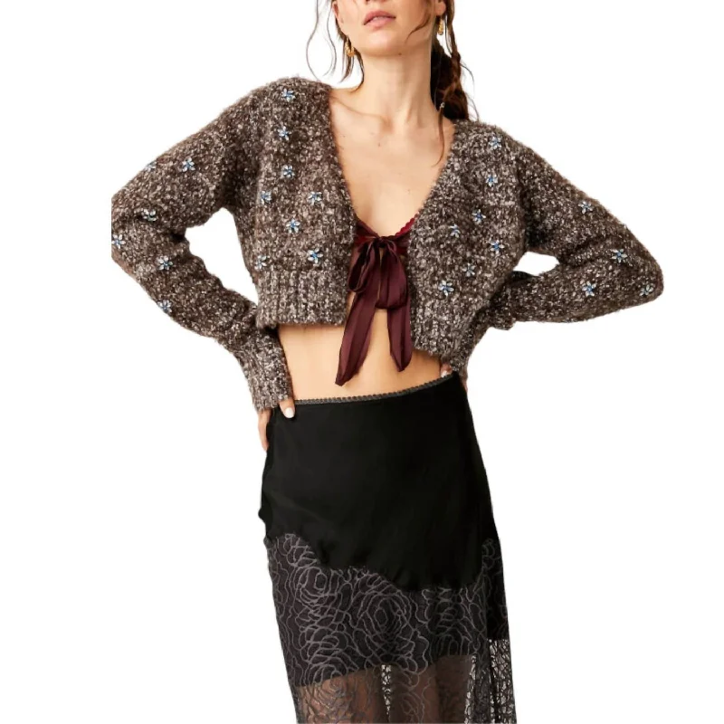 Twinkle Cardigan In Brown Modern Contemporary chic