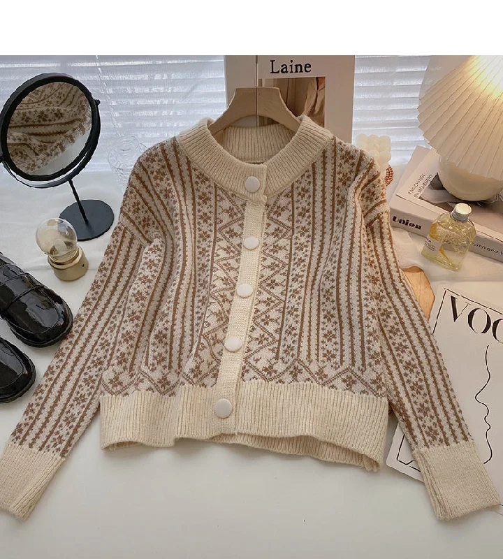 Vintage print shows thin long sleeved cardigan top fashion  5888 Thin Thick Dense