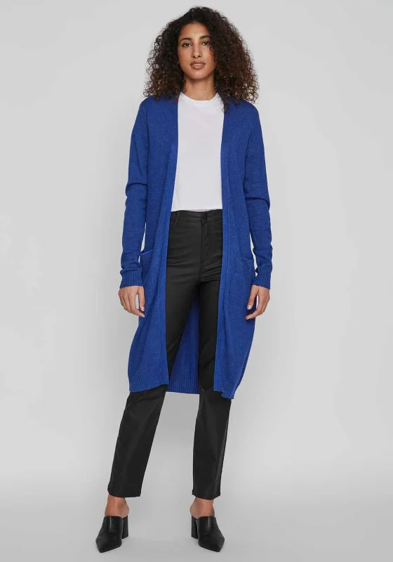 Vila Long Knit Cardigan, Mazarine Blue Modern Contemporary chic